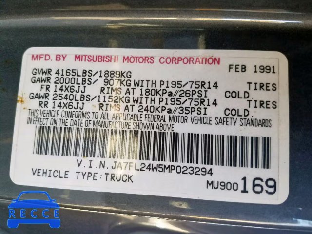 1991 MITSUBISHI MIGHTY MAX JA7FL24W5MP023294 image 9
