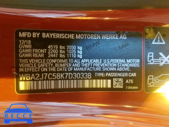 2019 BMW M240XI WBA2J7C58K7D30338 image 9