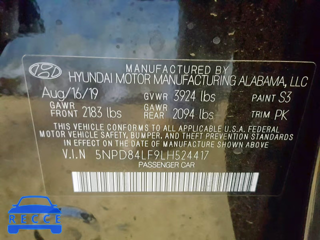2020 HYUNDAI ELANTRA SE 5NPD84LF9LH524417 зображення 9