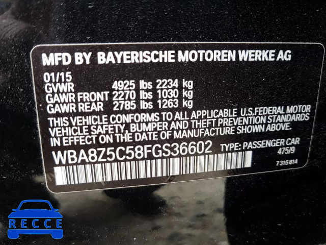 2015 BMW 328 XIGT S WBA8Z5C58FGS36602 image 9