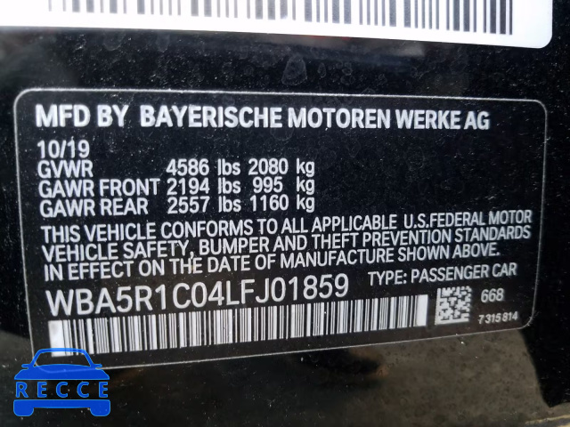 2020 BMW 330I WBA5R1C04LFJ01859 зображення 9