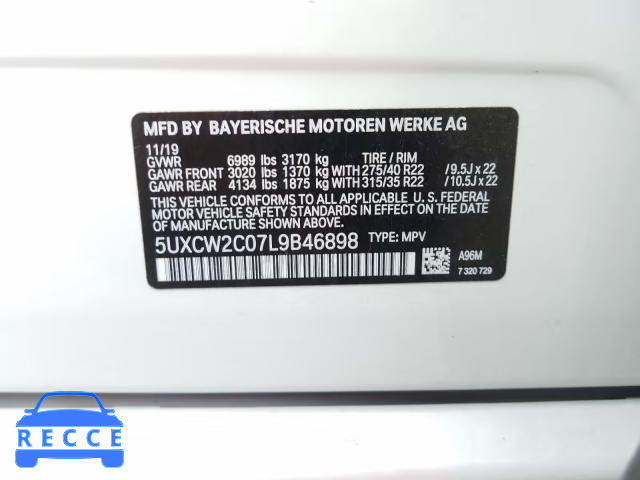 2020 BMW X7 XDRIVE4 5UXCW2C07L9B46898 Bild 9