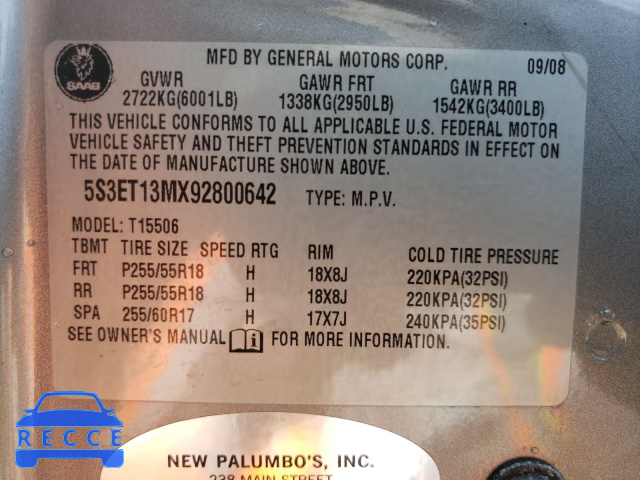 2009 SAAB 9-7X 5.3I 5S3ET13MX92800642 image 9