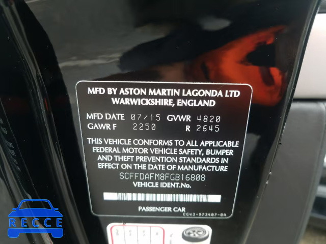 2015 ASTON MARTIN DB9 SCFFDAFM8FGB16808 image 9