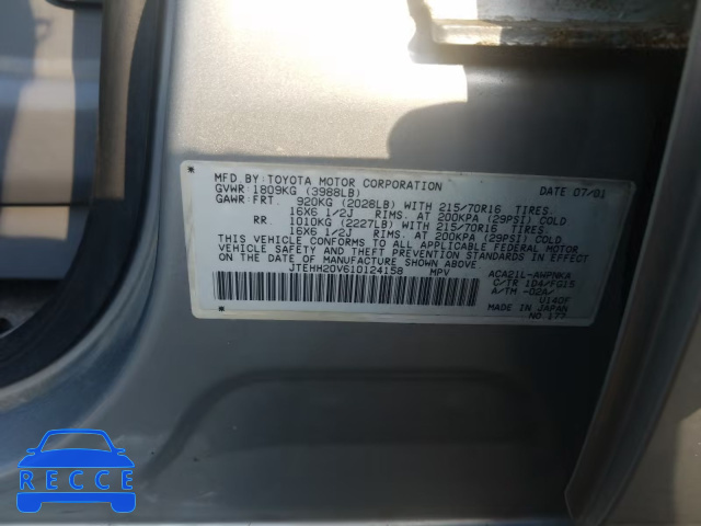 2001 TOYOTA RAV 4 JTEHH20V610124158 image 9