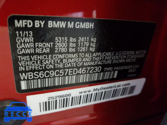 2014 BMW M6 GRAN CO WBS6C9C57ED467230 image 9