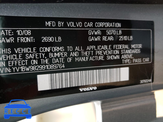 2009 VOLVO V70 3.2 YV1BW982991089764 image 9