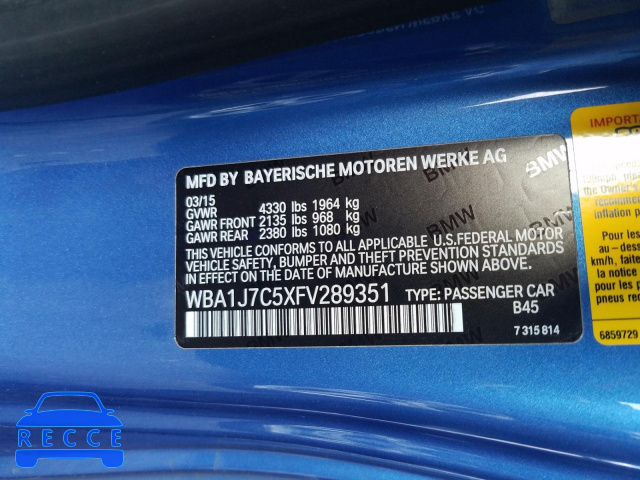 2015 BMW M235I WBA1J7C5XFV289351 image 9