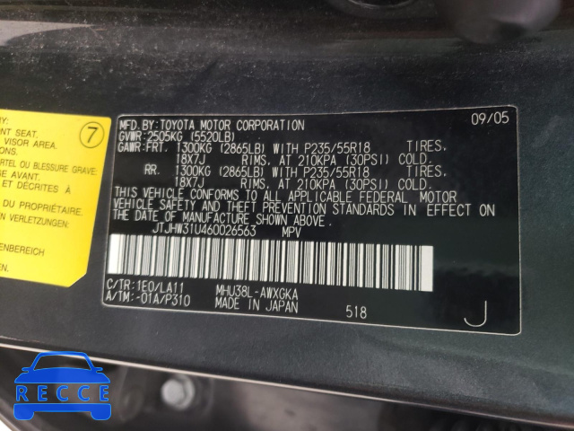 2006 LEXUS RX400 JTJHW31U460026563 image 9