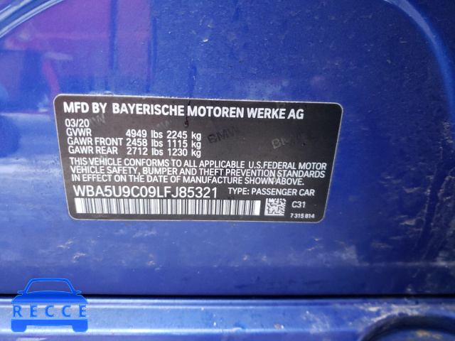 2020 BMW M340XI WBA5U9C09LFJ85321 image 9