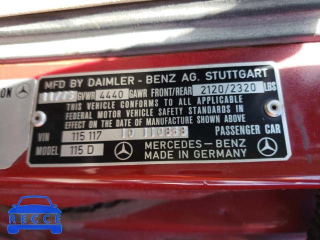 1976 MERCEDES-BENZ 240 11511710110858 image 9