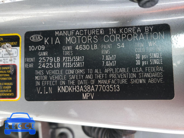 2010 KIA SPORTAGE E KNDKH3A38A7703513 image 9