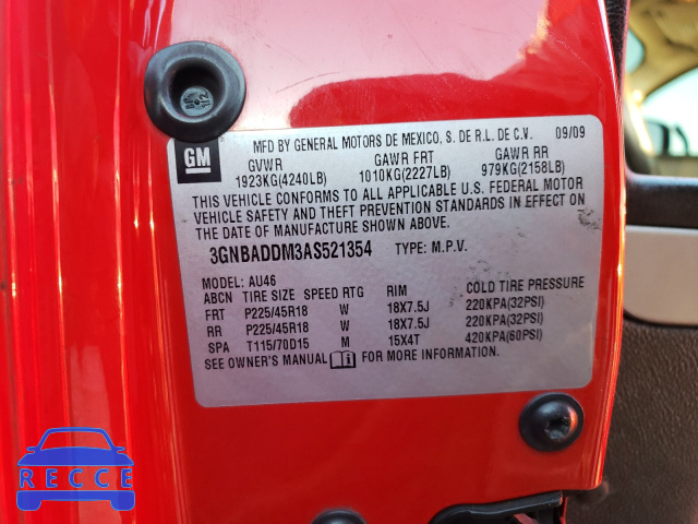 2010 CHEVROLET HHR SS 3GNBADDM3AS521354 зображення 9