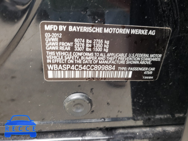2012 BMW 550 XIGT WBASP4C54CC899884 image 9