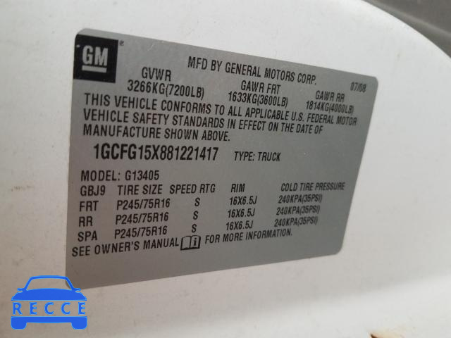 2008 CHEVROLET EXPRESS 1GCFG15X881221417 image 9