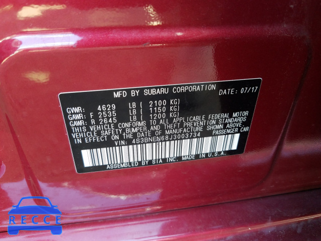 2018 SUBARU LEGACY 3.6 4S3BNEN68J3003734 image 9