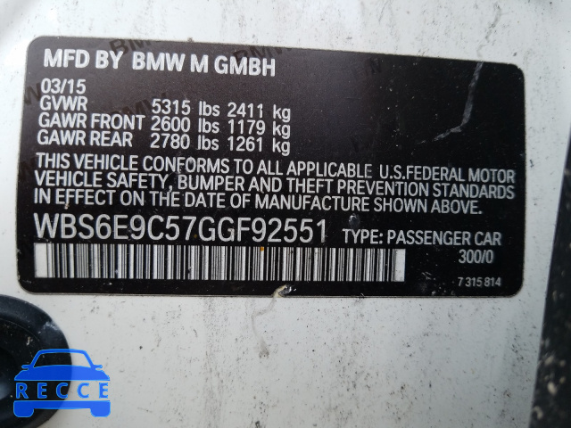 2016 BMW M6 GRAN CO WBS6E9C57GGF92551 image 9