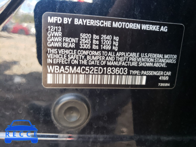 2014 BMW 535 XIGT WBA5M4C52ED183603 image 9