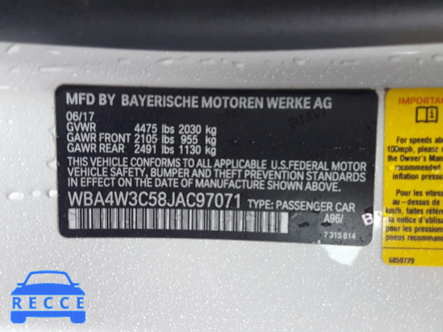 2018 BMW 430I WBA4W3C58JAC97071 Bild 9