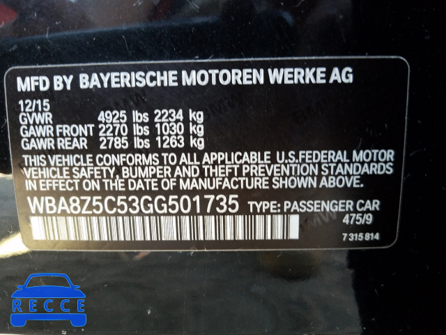 2016 BMW 328 XIGT S WBA8Z5C53GG501735 зображення 9