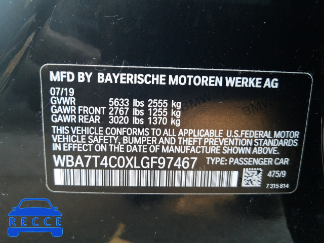 2020 BMW 740 XI WBA7T4C0XLGF97467 image 9