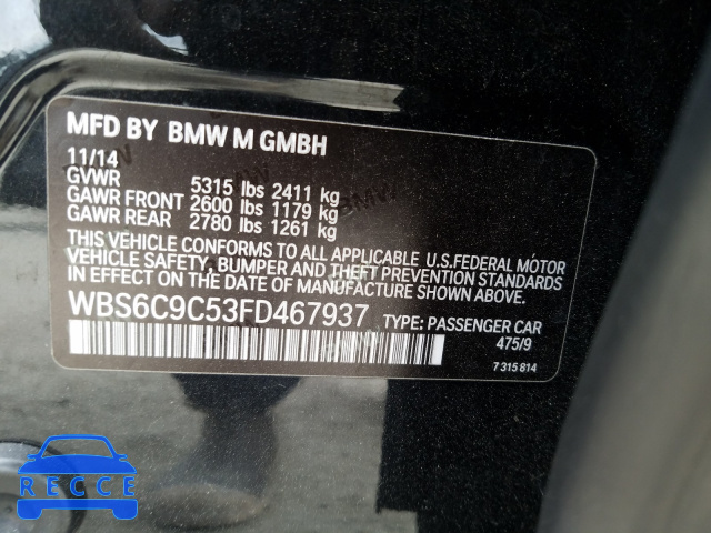 2015 BMW M6 GRAN CO WBS6C9C53FD467937 image 9
