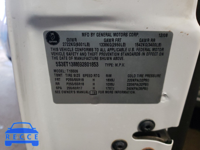 2009 SAAB 9-7X 5.3I 5S3ET13M692801853 image 9