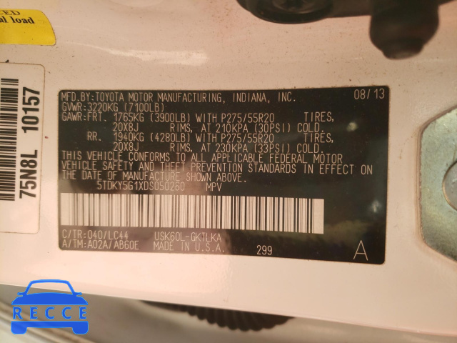 2013 TOYOTA SEQUOIA LI 5TDKY5G1XDS050260 image 9