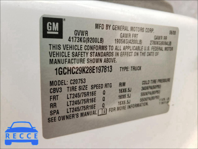 2008 CHEVROLET 1500 SILVE 1GCHC29K28E197813 image 9