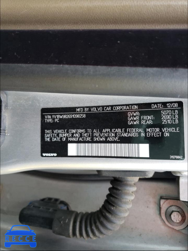 2009 VOLVO V70 3.2 YV1BW982691098258 image 9