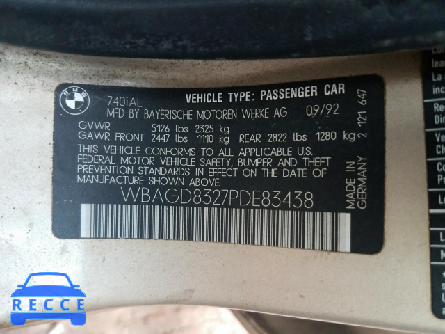 1993 BMW 740 IL AUT WBAGD8327PDE83438 image 9