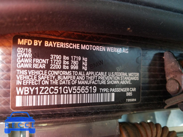 2016 BMW I3 BEV WBY1Z2C51GV556519 зображення 9