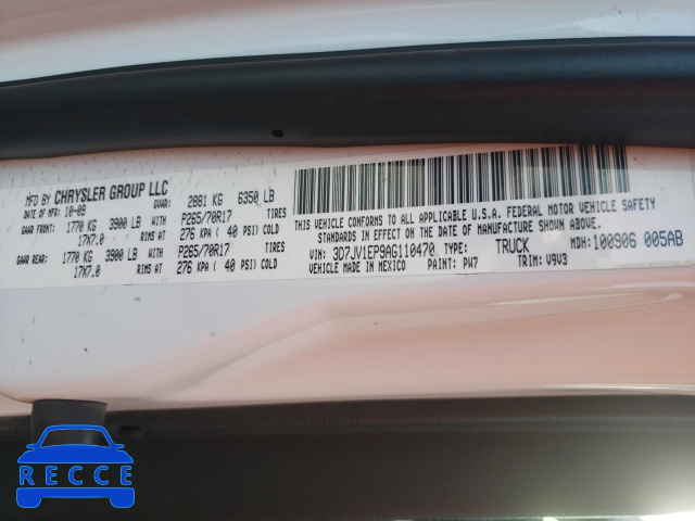 2010 DODGE RAM 3D7JV1EP9AG110470 image 9