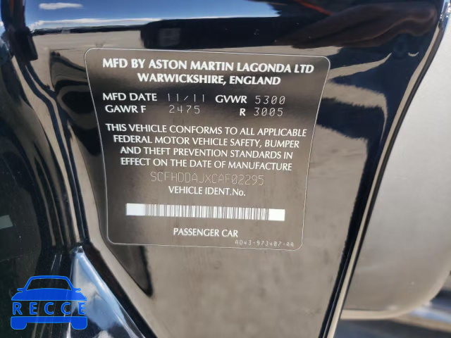 2012 ASTON MARTIN RAPIDE SCFHDDAJXCAF02295 зображення 11