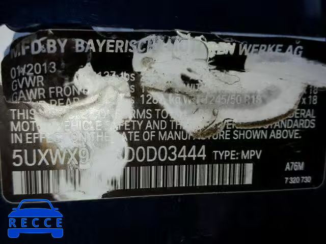 2013 BMW X3 5UXWX9C53D0D03444 image 9