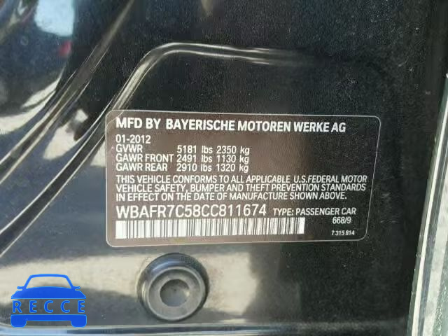 2012 BMW 535 WBAFR7C58CC811674 image 9