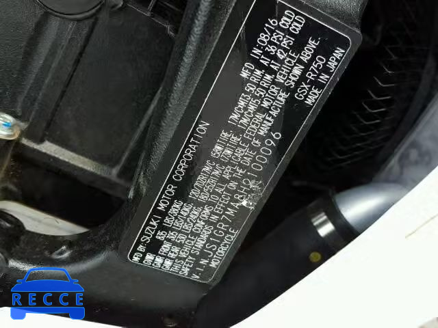 2017 SUZUKI GSX-R750 JS1GR7MA8H2100096 image 9