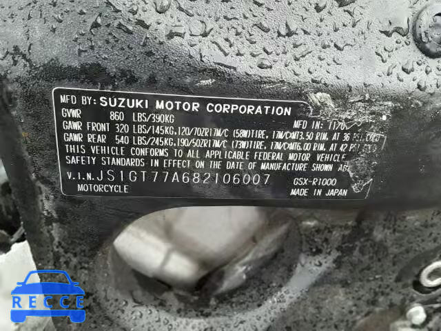2008 SUZUKI GSX-R1000 JS1GT77A682106007 image 9