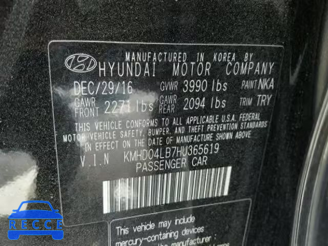 2017 HYUNDAI ELANTRA SP KMHD04LB7HU365619 image 9