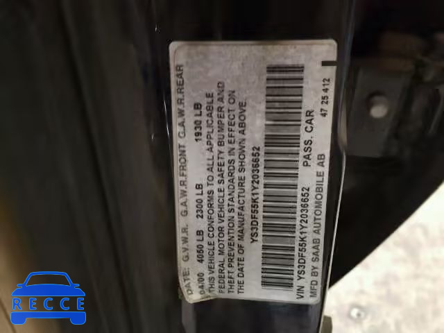 2000 SAAB 9-3 YS3DF55K1Y2036652 image 9