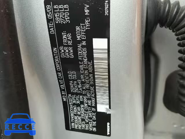 2010 VOLVO XC90 YV4982CYXA1532734 image 9