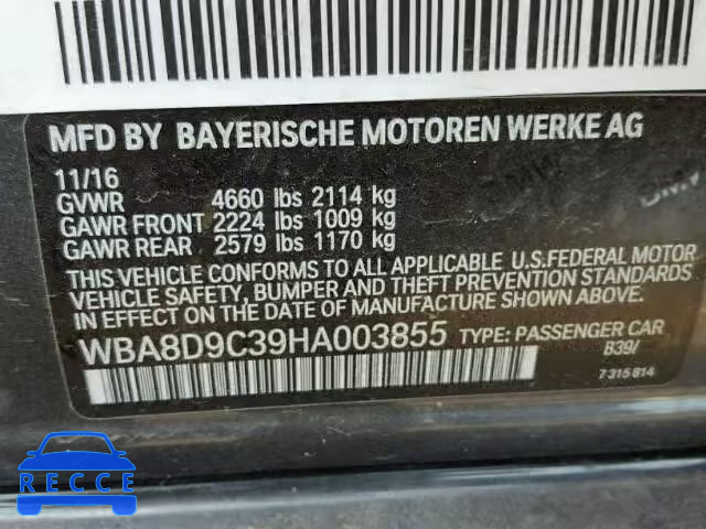 2017 BMW 330 WBA8D9C39HA003855 зображення 9