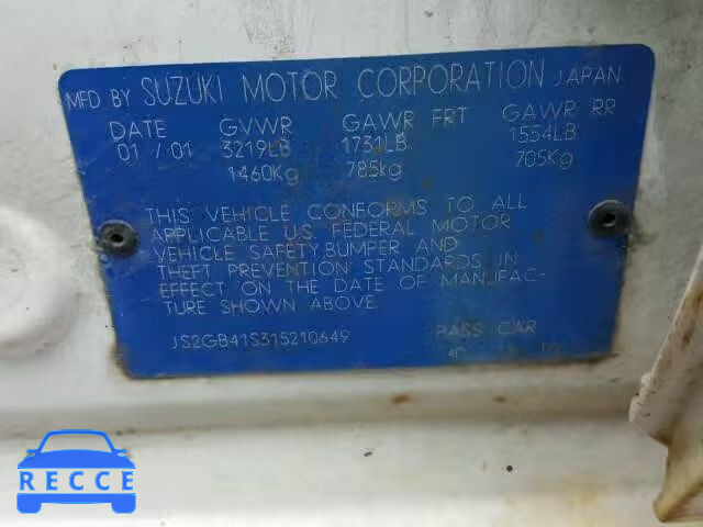 2001 SUZUKI ESTEEM GL JS2GB41S315210649 image 9