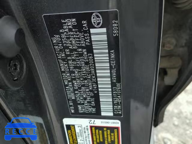 2010 TOYOTA CAMRY BASE 4T4BF3EK3AR020063 image 9