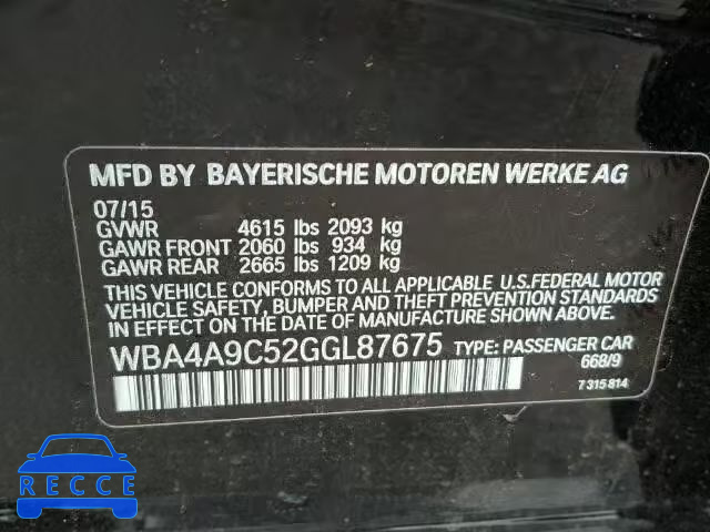 2016 BMW 428 WBA4A9C52GGL87675 зображення 9