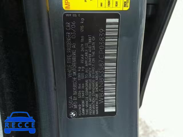 2007 BMW 550 I WBANB53587CP03839 image 9