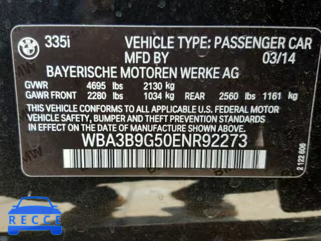 2014 BMW 335 WBA3B9G50ENR92273 image 9