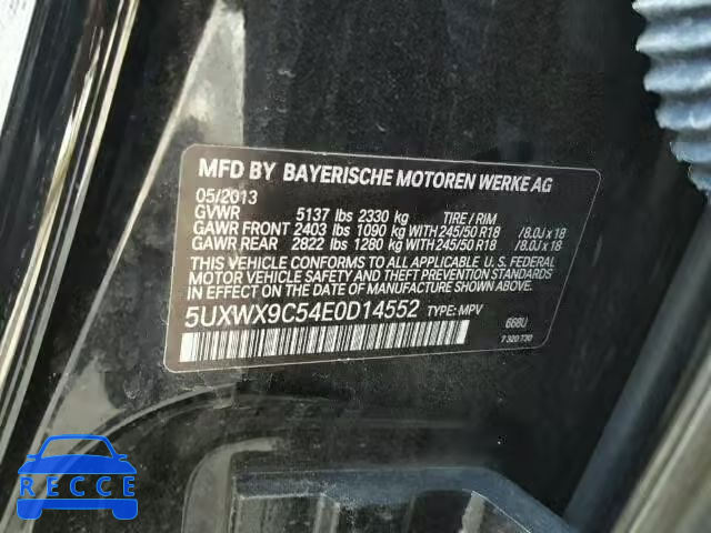 2014 BMW X3 5UXWX9C54E0D14552 зображення 9