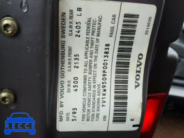 1993 VOLVO 960 YV1KW9509P0013838 Bild 9