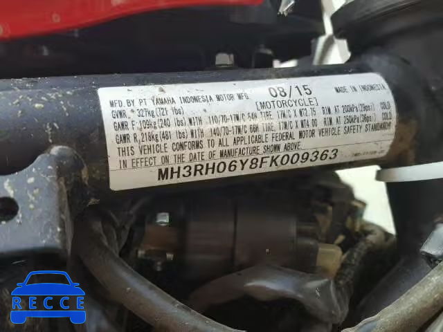 2015 YAMAHA YZFR3 MH3RH06Y8FK009363 image 9